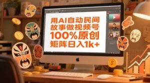 用AI自动民间故事做视频号，100%原创，矩阵日入1k+-就爱副业网