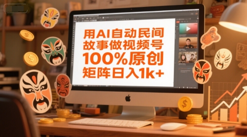 久爱副业网,网赚项目,网赚论坛博客网分享用AI自动民间故事做视频号，100%原创，矩阵日入1k+