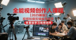 全能视频创作人课程【2025新版】视频拍摄剪辑编导运营，零基础学习视频创作-就爱副业网