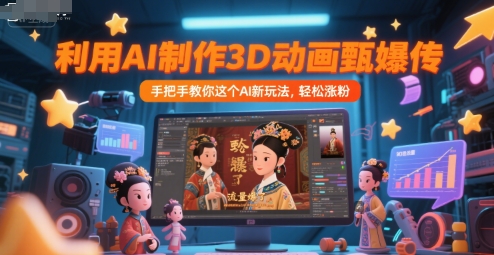久爱副业网,网赚项目,网赚论坛博客网分享利用AI制作3D动画甄嬛传，流量爆了，手把手教你这个AI新玩法，轻松涨粉