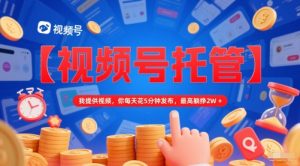 【视频号托管 】我提供视频，你每天花5分钟发布，最高躺挣2W+【揭秘】-就爱副业网