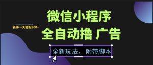 微信小程序全自动撸广告项目，彻底解决没流量的问题，新手一天8张+【揭秘】-就爱副业网