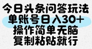今日头条问答玩法，单账号日入30+，操作简单无脑复制粘贴就行-就爱副业网