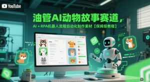 油管AI动物故事赛道，AI+RPA机器人流程自动化制作素材【保姆级教程】-就爱副业网