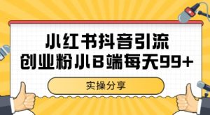 小红书抖音创业粉，小B端粉自热，日引99+的一个玩法【揭秘】-就爱副业网