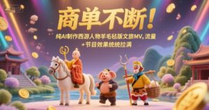 商单不断！纯AI制作西游人物羊毛毡版文旅MV，流量+节目效果统统拉满-就爱副业网