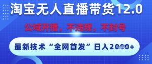 淘宝无人直播带货12.0，最新技术，不封号，不违规，操作简单，开播爆单，日入多张【揭秘】-就爱副业网