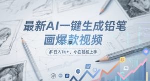 最新AI一键生成铅笔画爆款视频，多平台分发，日 入1k+，小白轻松上手【揭秘】-就爱副业网