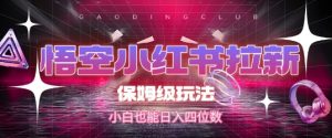 悟空小红书拉新，保姆级玩法，小白也能日入四位数-就爱副业网