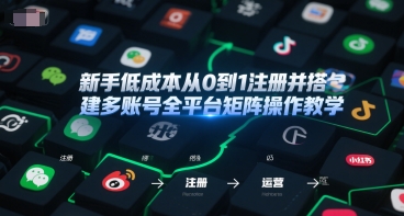 久爱副业网,网赚项目,网赚论坛博客网分享新手低成本从0到1注册并搭建多账号全平台矩阵操作教学，手机号-邮箱-IP-工具