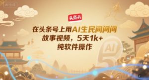 在头条号上用AI生民间故事视频，5天1k+，纯软件操作-就爱副业网