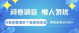 问卷调查，懒人勿扰，问卷都整理好了单价不等，做就有收益，熟练后单日3张【揭秘】-就爱副业网