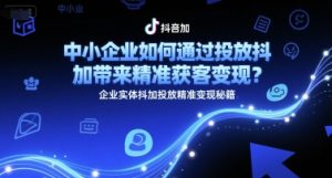 中小企业如何通过投放抖加带来精准获客变现？企业实体抖加投放精准变现秘籍-就爱副业网