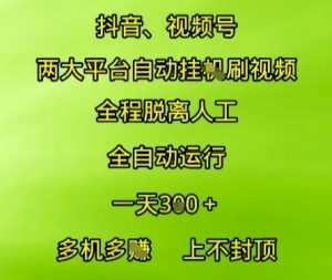 抖音视频号两大平台自动运行，全程脱离人工，自动获取收益，一天3张+，多机多挣，上不封顶【揭秘】-就爱副业网