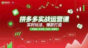 拼多多实战运营课，实时玩法，爆款打造，改销量，补大单，AB单，直播等（更新2025月）-就爱副业网