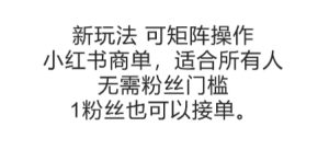 可矩阵操作，小红书商单新玩法，适合所有人，无需粉丝门槛，1粉丝也可以接单-就爱副业网