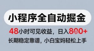 微信小程序全自动掘金，快速见收益，长期稳定靠谱，零基础友好，日入8张【揭秘】-就爱副业网