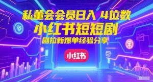 私董会会员日入4位数小红书红果短剧拉新爆单经验分享-就爱副业网