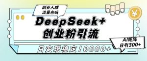 DeepSeek+创业粉精准引流，全新分享课4.0玩法，AI矩阵日引300+，多种变现方式，稳定月入1W-就爱副业网