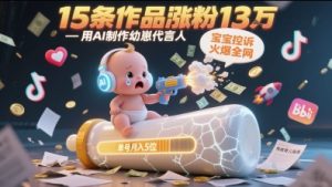 用AI制作幼崽代言人，宝宝的控诉火爆全网，15条作品涨粉13W，单号月入5位数实操教程-就爱副业网