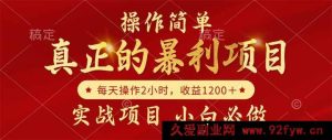 （14978 期）超棒的暴利项目，易操作，每日收益达 1200+，当自己的老板-就爱副业网