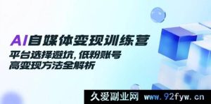 （14966 期）AI 自媒体变现训练营，平台规避要点，低粉账号高效变现攻略全解读-就爱副业网