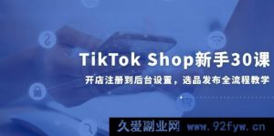 （14960 期）TikTok Shop 新手 30 课，从开店注册至后台设置及选品发布全流程指导-就爱副业网