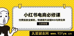 小红书电商必学：付费推广深度剖析，助力店铺猛增ROI及转化效能-就爱副业网