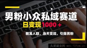 （15092期）男粉小众私域新赛道揭秘，轻松日赚1000+，锁定精准人群，快速当天变现-就爱副业网