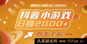 （15071期）2025抖音爆款风口项目揭秘：单款小游戏轻松赚2000+，速来了解！-就爱副业网
