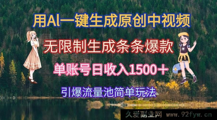 图片[1]-（15210期）AI助力中视频创作，轻松打造爆款无上限，单账号日赚1500+火爆来袭！-就爱副业网