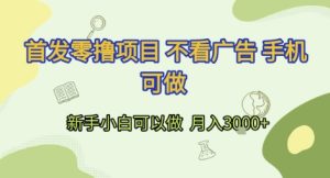 首发零撸项目 不看广告 手机可做 新手小白可以做  月入3k+【揭秘】-就爱副业网