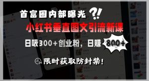 首富圈内部曝光小红书垂直图文引流新课，日吸300+创业粉，日入8张+，限时获取防封禁-就爱副业网