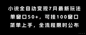 小说全自动变现7月玩法，单窗口50+，可挂100窗口，简单上手，全流程限时公布【揭秘】-就爱副业网