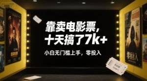 靠卖电影票，十天搞了7k+，小白无门槛上手，零投入【揭秘】-就爱副业网