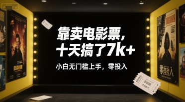 久爱副业网,网赚项目,网赚论坛博客网分享靠卖电影票，十天搞了7k+，小白无门槛上手，零投入【揭秘】