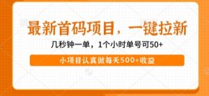 最新首码项目，操作最简单，收益高，一键拉新，1个小时单号可50+，小项目认真做每天5张+收益【揭秘】-就爱副业网