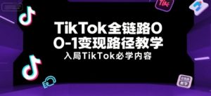 TikTok全链路0-1变现路径教学，入局TikTok必学内容-就爱副业网