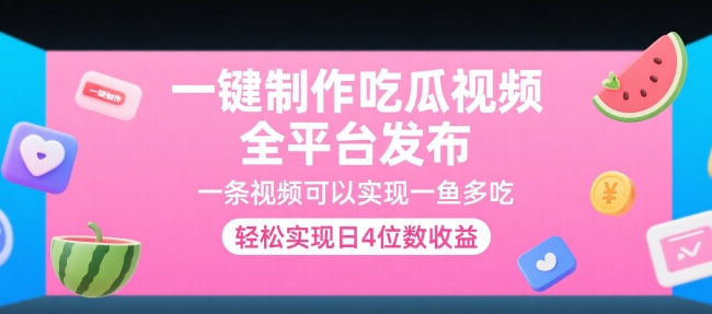 久爱副业网,网赚项目,网赚论坛博客网分享一键制作吃瓜视频，全平台发布，一条视频可以实现一鱼多吃，轻松实现日4位数收益【揭秘】