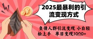 2025年最暴利的引流变现方式，负债人群引流变现，小白轻松上手，日入1k-就爱副业网