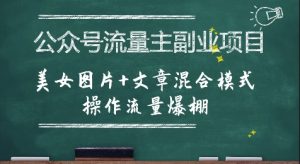 公众号流量主副业项目，美女图片+文章混合模式操作流量爆棚-就爱副业网