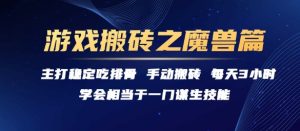 游戏搬砖之魔兽篇，稳定吃排骨每天3小时【揭秘】-就爱副业网