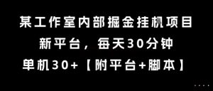 某工作室内部掘金挂G项目，新平台，每天30分钟，单机30+【揭秘】-就爱副业网