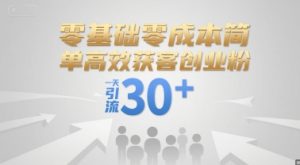 零基础零成本简单高效获客创业粉，一天引流30+-就爱副业网