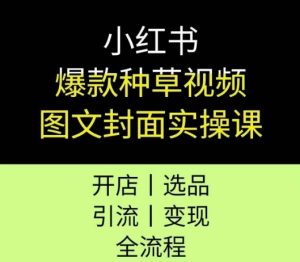 小红书爆款种草视频图文封面实操课，开店、选品、引流、变现全流程-就爱副业网
