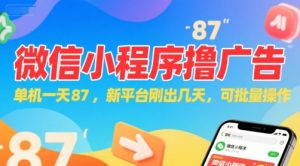 微信小程序看广告，单机一天87，新平台刚出几天，可批量操作，日入5张-就爱副业网