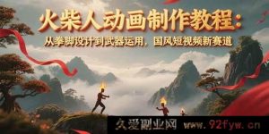 火柴人动画创作指南：拳脚动作设计至武器使用技巧，国风短视频新方向-就爱副业网