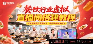 餐饮领域虚拟直播空间搭建指南，速通虚拟直播技巧，提高团单售卖效能-就爱副业网