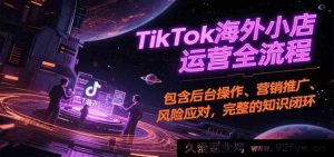 TikTok跨境小店运营全步骤，含后台实操、营销引流、风险防控，完备知识体系-就爱副业网