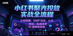 小红书聚光平台投放实操全流程攻略，含计划搭建技巧、DMP玩法秘籍、A/B测试要点，助力私信成本降10倍-就爱副业网